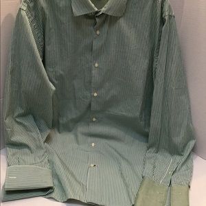 Banana Republic Green Striped Dress Shirt